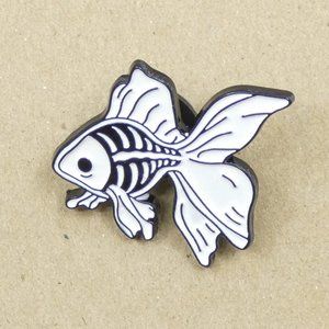 FREE ADD ON WITH PURCHASE Goth Skeleton  Goldfish Enamel Pin